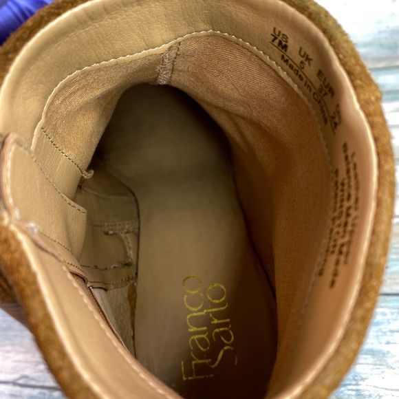 Franco Sarto Winston Brown Suede Wedge Heel Ankle Boot. - Picture 4 of 12